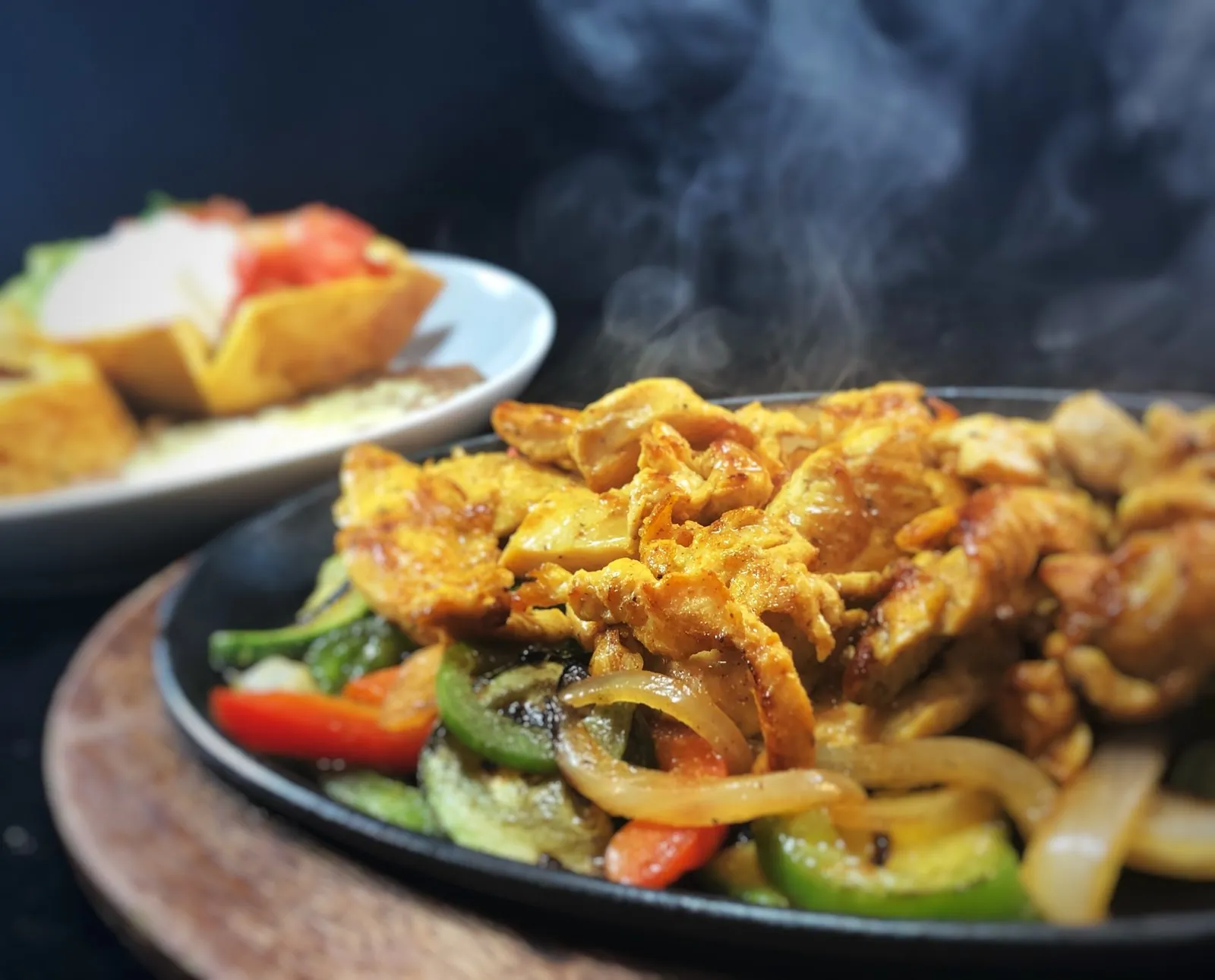 Sizzling chicken fajitas